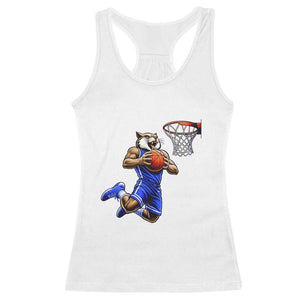 Funny Wildcat Dunking Basketball Racerback Tank Top Gift For Sports Fan TS12 White Print Your Wear