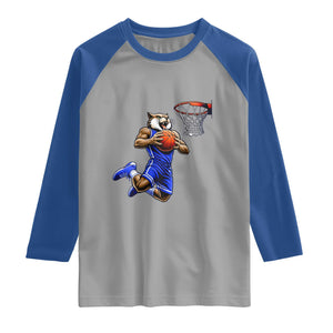 Funny Wildcat Dunking Basketball Raglan Shirt Gift For Sports Fan TS12 Sport Gray Royal Print Your Wear