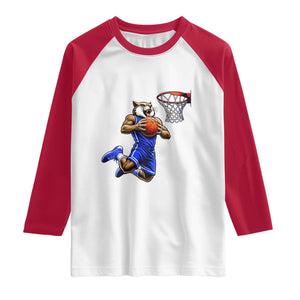 Funny Wildcat Dunking Basketball Raglan Shirt Gift For Sports Fan TS12 White Red Print Your Wear