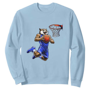 Funny Wildcat Dunking Basketball Sweatshirt Gift For Sports Fan TS12 Light Blue Print Your Wear
