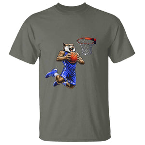 Funny Wildcat Dunking Basketball T Shirt Gift For Sports Fan TS12 Military Green Print Your Wear