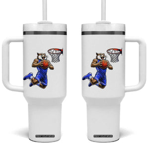 Funny Wildcat Dunking Basketball Tumbler With Handle Gift For Sports Fan TS12 One Size: 40 oz White Print Your Wear