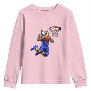 Funny Wildcat Dunking Basketball Youth Sweatshirt Gift For Sports Fan TS12 Light Pink Print Your Wear