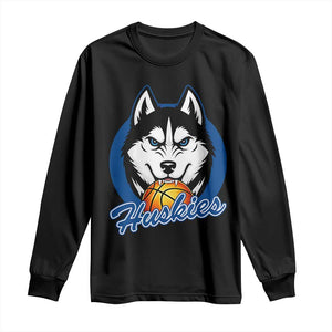Cool Siberian Husky Basketball Long Sleeve Shirt Gift For Dog Lovers TS12 Black Print Your Wear