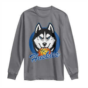 Cool Siberian Husky Basketball Long Sleeve Shirt Gift For Dog Lovers TS12 Charcoal Print Your Wear