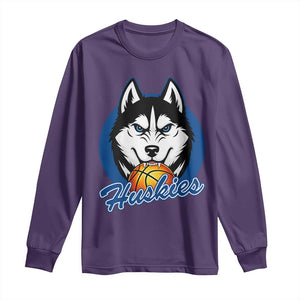 Cool Siberian Husky Basketball Long Sleeve Shirt Gift For Dog Lovers TS12 Purple Print Your Wear