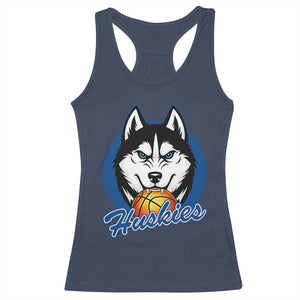 Cool Siberian Husky Basketball Racerback Tank Top Gift For Dog Lovers TS12 Navy Print Your Wear