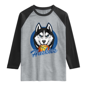 Cool Siberian Husky Basketball Raglan Shirt Gift For Dog Lovers TS12 Heather Gray Black Print Your Wear