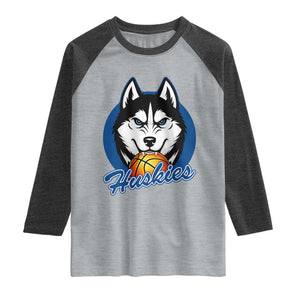 Cool Siberian Husky Basketball Raglan Shirt Gift For Dog Lovers TS12 Heather Gray Heather Charcoal Print Your Wear