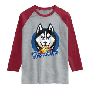 Cool Siberian Husky Basketball Raglan Shirt Gift For Dog Lovers TS12 Heather Gray Heather Red Print Your Wear