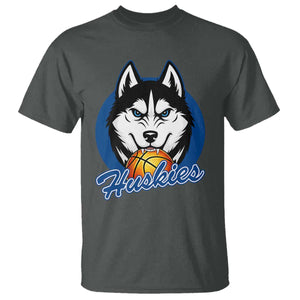 Cool Siberian Husky Basketball T Shirt Gift For Dog Lovers TS12 Dark Heather Print Your Wear