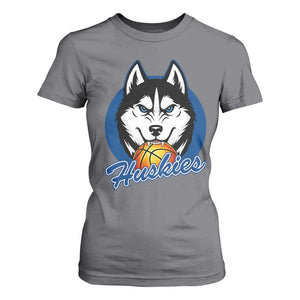 Cool Siberian Husky Basketball T Shirt For Women Gift For Dog Lovers TS12 Charcoal Print Your Wear