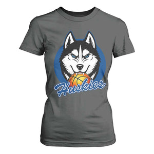 Cool Siberian Husky Basketball T Shirt For Women Gift For Dog Lovers TS12 Dark Heather Print Your Wear