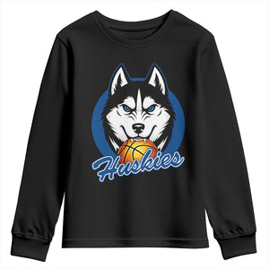 Cool Siberian Husky Basketball Youth Sweatshirt Gift For Dog Lovers TS12 Black Print Your Wear