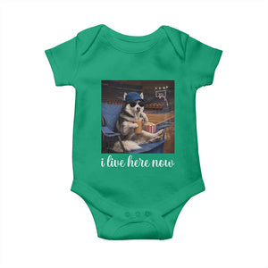 Funny Sarcastic Husky Basketball Baby Onesie I Live Here Now TS12 Irish Green Print Your Wear