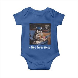 Funny Sarcastic Husky Basketball Baby Onesie I Live Here Now TS12 Royal Blue Print Your Wear