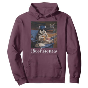 Funny Sarcastic Husky Basketball Hoodie I Live Here Now TS12 Maroon Print Your Wear