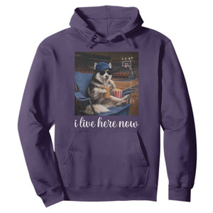 Funny Sarcastic Husky Basketball Hoodie I Live Here Now TS12 Purple Print Your Wear