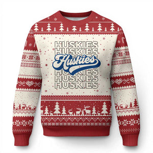 Proud Siberian Husky Fan Ugly Christmas Sweater Sports Dog Lover TS12 Beige Red Print Your Wear
