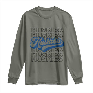 Proud Siberian Husky Fan Long Sleeve Shirt Sports Dog Lover TS12 Military Green Print Your Wear