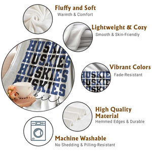 Husky Fan Paw Inset Throw Blanket Team Pride School Spirit TS12 Print Your Wear