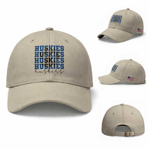 Husky Fan Paw Inset Baseball Cap Team Pride School Spirit TS12 Baseball Cap Universal Fit Beige Print Your Wear
