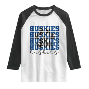 Husky Fan Paw Inset Raglan Shirt Team Pride School Spirit TS12 White Black Print Your Wear
