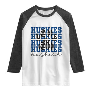 Husky Fan Paw Inset Raglan Shirt Team Pride School Spirit TS12 White Heather Charcoal Print Your Wear