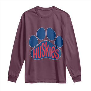 Siberian Husky Fan Paw Long Sleeve Shirt Sports Dog Lover TS12 Maroon Print Your Wear