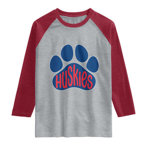 Siberian Husky Fan Paw Raglan Shirt Sports Dog Lover TS12 Heather Gray Heather Red Print Your Wear
