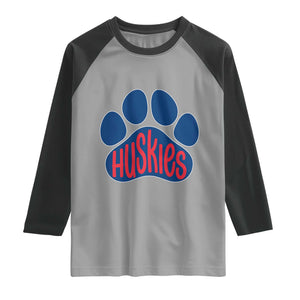 Siberian Husky Fan Paw Raglan Shirt Sports Dog Lover TS12 Sport Gray Black Print Your Wear