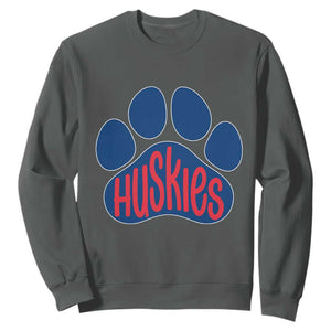 Siberian Husky Fan Paw Sweatshirt Sports Dog Lover TS12 Dark Heather Print Your Wear