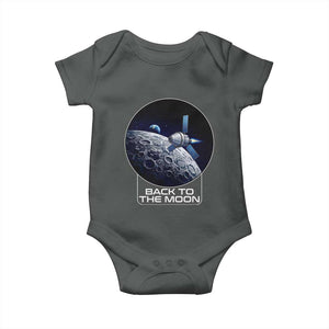Back To The Moon Baby Onesie Lunar Mission Astronaut Space Lover TS12 Dark Heather Print Your Wear