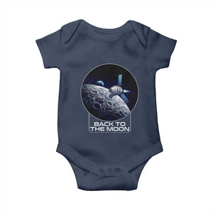 Back To The Moon Baby Onesie Lunar Mission Astronaut Space Lover TS12 Navy Print Your Wear