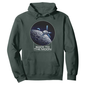 Back To The Moon Hoodie Lunar Mission Astronaut Space Lover TS12 Dark Forest Green Print Your Wear