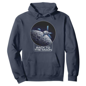 Back To The Moon Hoodie Lunar Mission Astronaut Space Lover TS12 Navy Print Your Wear