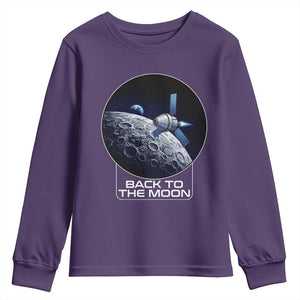 Back To The Moon Youth Sweatshirt Lunar Mission Astronaut Space Lover TS12 Purple Print Your Wear