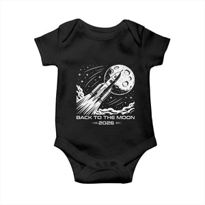 Back To The Moon Baby Onesie Space Exploration Moon Journey 2026 TS12 Black Print Your Wear