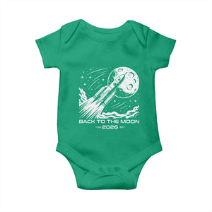 Back To The Moon Baby Onesie Space Exploration Moon Journey 2026 TS12 Irish Green Print Your Wear