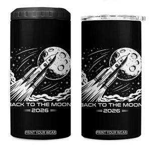 Back To The Moon 4 in 1 Can Cooler Tumbler Space Exploration Moon Journey 2026 TS12 One Size: 16 oz Black Print Your Wear