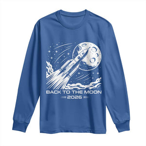 Back To The Moon Long Sleeve Shirt Space Exploration Moon Journey 2026 TS12 Royal Blue Print Your Wear