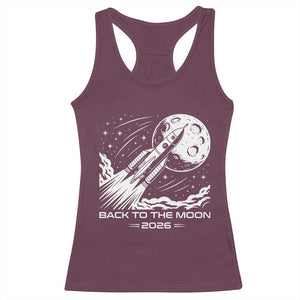 Back To The Moon Racerback Tank Top Space Exploration Moon Journey 2026 TS12 Maroon Print Your Wear
