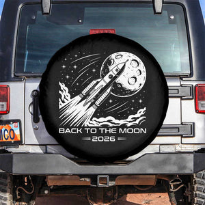 Back To The Moon Spare Tire Cover Space Exploration Moon Journey 2026 TS12 No hole Black Print Your Wear