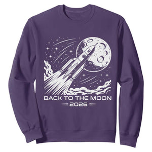 Back To The Moon Sweatshirt Space Exploration Moon Journey 2026 TS12 Purple Print Your Wear