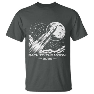 Back To The Moon T Shirt Space Exploration Moon Journey 2026 TS12 Dark Heather Print Your Wear