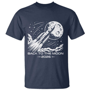 Back To The Moon T Shirt Space Exploration Moon Journey 2026 TS12 Navy Print Your Wear