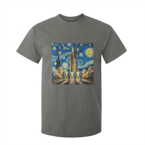 Lunar Mission Astronaut Starry Night T Shirt For Kid Space Lover Gift TS12 Military Green Print Your Wear