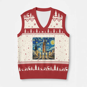 Lunar Mission Astronaut Starry Night V-Neck Knit Sweater Vest Space Lover Gift TS12 Beige Red Print Your Wear