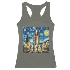 Lunar Mission Astronaut Starry Night Racerback Tank Top Space Lover Gift TS12 Military Green Print Your Wear