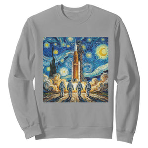 Lunar Mission Astronaut Starry Night Sweatshirt Space Lover Gift TS12 Sport Gray Print Your Wear